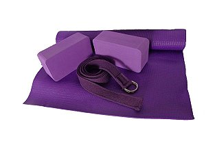 Kit para prática de Yoga - 4 itens - Várias cores