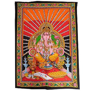 Painel Indiano em Tecido - Lord Ganesha - Sol