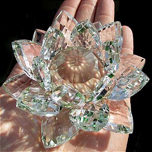 Flor de Lótus de Cristal - várias cores - 14 cm