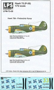 Decal Hawk 75 (P-36) - Hawk 75A - Finland Air Force - escala 1/72 - LPS Hobby