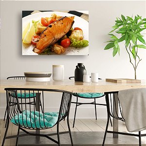 Quadro Decorativo - Comida Oriental Salmão Grelhado com Legumes