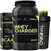 Kit whey protein 900g+bcaa 60caps + creatina 100g+ coqueteleira