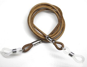 Cordão Couro Liso Marrom Claro Natural Fino