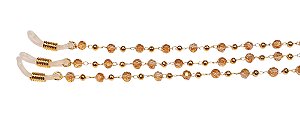 Corrente Cristal Rose/Bolinha Ouro
