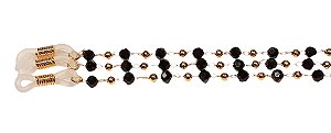 Corrente Cristal Preto/Bolinha Ouro