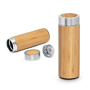 GARRAFA TÉRMICA BAMBU E AÇO INOX 430ML - GT019