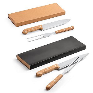 KIT CHURRASCO INOX BAMBU 2PÇS- KC016