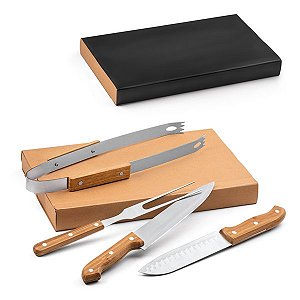 KIT CHURRASCO INOX BAMBU 4PÇS - KC020