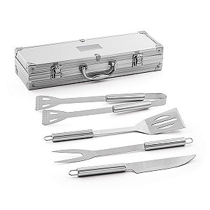 KIT CHURRASCO INOX MALETA 4PÇS - KC021