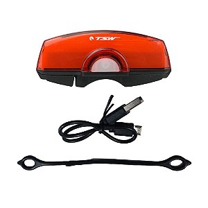 Sinalizador traseiro bike TSW 50 lumens recarregável USB