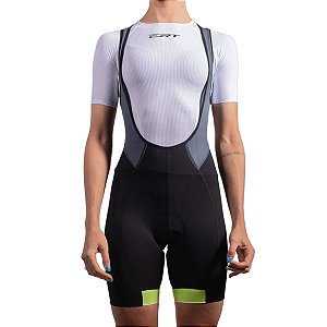 Bretelle ciclismo feminino ERT Lady com zíper forro em gel