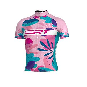 Camisa ciclismo ERT Classic Floral rosa proteção UV unissex