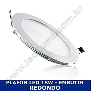 Painel Plafon Led 18W Redondo Embutir Ultra Slim Branco Frio - Ledilumi