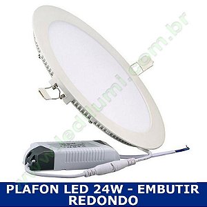 Painel Plafon Led 24W Redondo Embutir Ultra Slim Branco Frio - Ledilumi