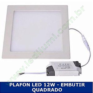 Painel Plafon 12w luminaria led quadrado embutir ultra slim - Ledilumi