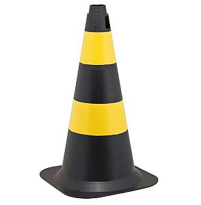 Cone de Sinalização em PVC 75 Cm – Preto Amarelo