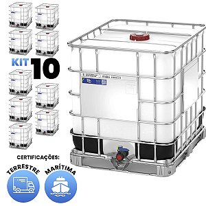 Kit de 10 IBC 1000 Litros - Certificado Terrestre e Marítimo