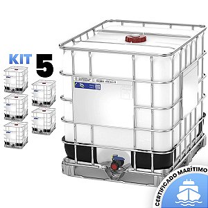 Kit de 5 IBC 1000 Litros - Certificado Terrestre e Marítimo