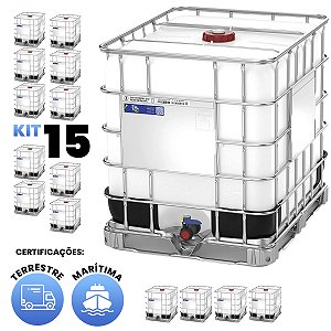 Kit de 15 IBC 1000 Litros - Certificado Terrestre e Marítimo