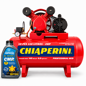 Kit Compressor de Ar média pressão 10 pcm 110 lts + Óleo - Chiaperini 127/220V