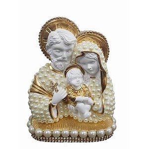 Busto Sagrada Família com perolas 13cm - Branca