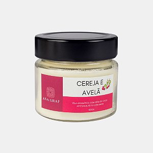 Vela aromática com cera de coco 150g - Cereja e Avelã