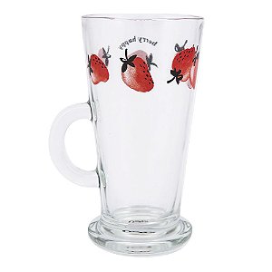 Caneca Vidro Cappuccino - Morangos