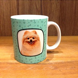 Caneca Cerâmica verde- Eu amo meu Spitz Alemão