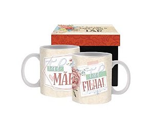 Caneca cerâmica com Caixa- Tal Mãe, Tal Filha