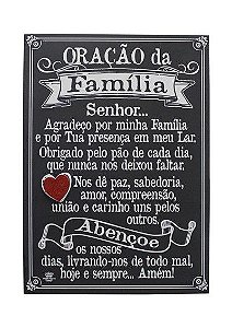 Quadro com aplique coração - Oração da Família