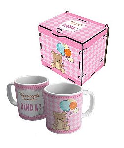 Caneca com caixa MDF - Aceita ser minha Dinda ?