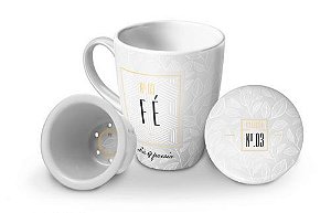 Caneca com Infusor Porcelana - N° 3 Fé