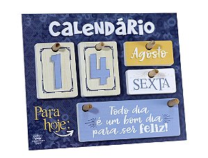 Calendário permanente de mesa com Mensagens - Azul