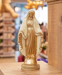 Nossa Senhora das Graças pérolas 30cm - Dourada