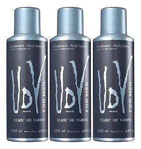 Kit 3 Unidades Ulrich De Varens Body Spray Udv For Men 200ml