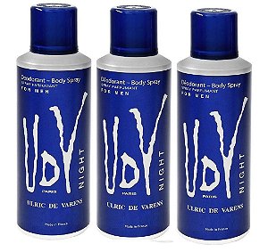 Kit 3 Unidades Ulrich De Varens Body Spray Udv Night 200ml