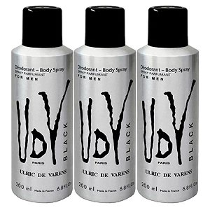 Kit 3 Unidades Ulrich De Varens Body Spray Udv Black 200ml