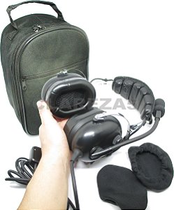 KIT Headset modelo Clássico dual plug para avião com abafadores em GEL, CAPAS e CASE