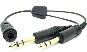 Adaptador Conversor Fone De Helicóptero padrão U174 Para Uso Em Avião com entrada dual plug