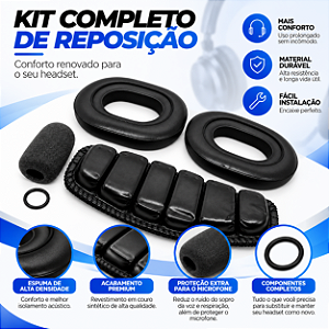 Kit Espumas para Headset Aeronáutico Padrão Clássico - Fones, Cabeça e Microfone