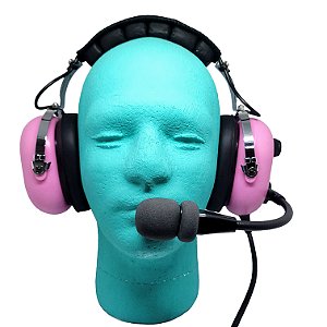 Headset Aeronáutico Rosa Dual Plug para Avião (Cessna, Embraer, Piper) Piloto / Instrutora