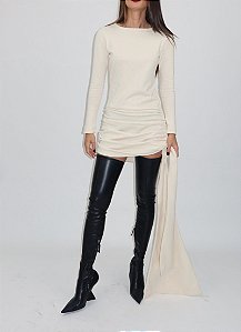 VESTIDO CURTO MANGAS LONGAS CRU