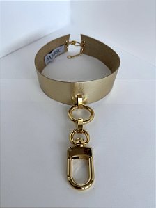 CHOCKER COURO CHAMPAGNE GANCHO