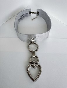 CHOCKER COURO SILVER HEART
