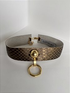CHOCKER COURO COBRE ESFERA