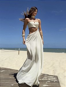 VESTIDO RECORTE OFF WHITE