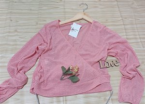 Blusa Rosa Manga Comprida