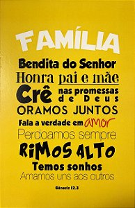 Placa de MDF - Família Bendita (18cmx28cm)