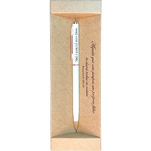 Caneta Estrela da manhã - Branca com Rose Gold
