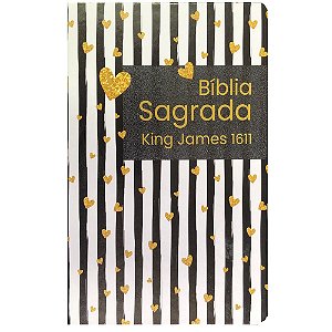 Bíblia King James 1611 - Semi Luxo - Listrada com Corações Dourados
